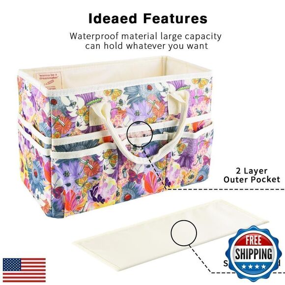 Craft Organizer Tote Bag Art Storage Caddy with Multiple Pockets Containers New - Picture 5 of 5